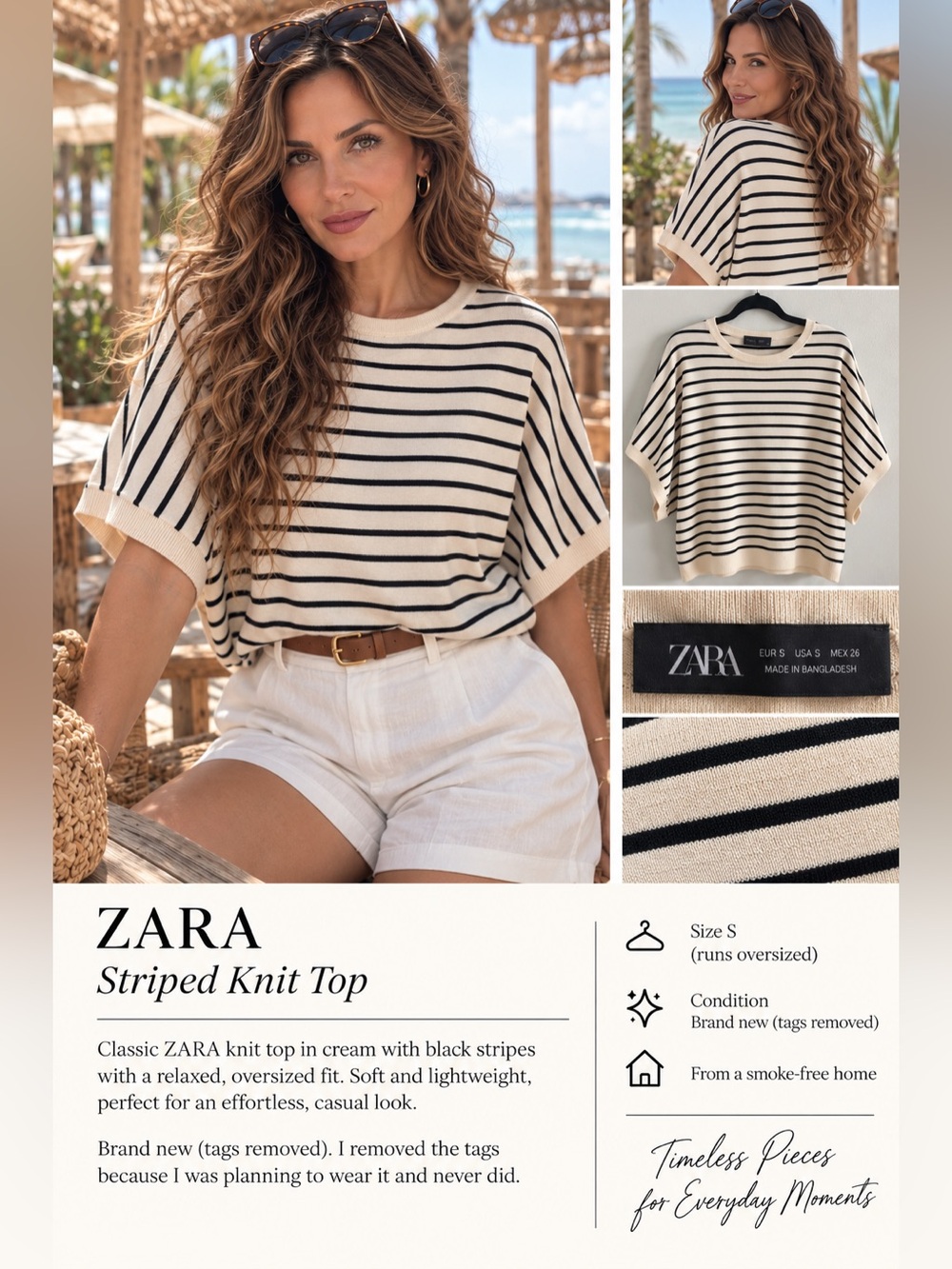 Zara Striped Oversized Knit Top – Size S